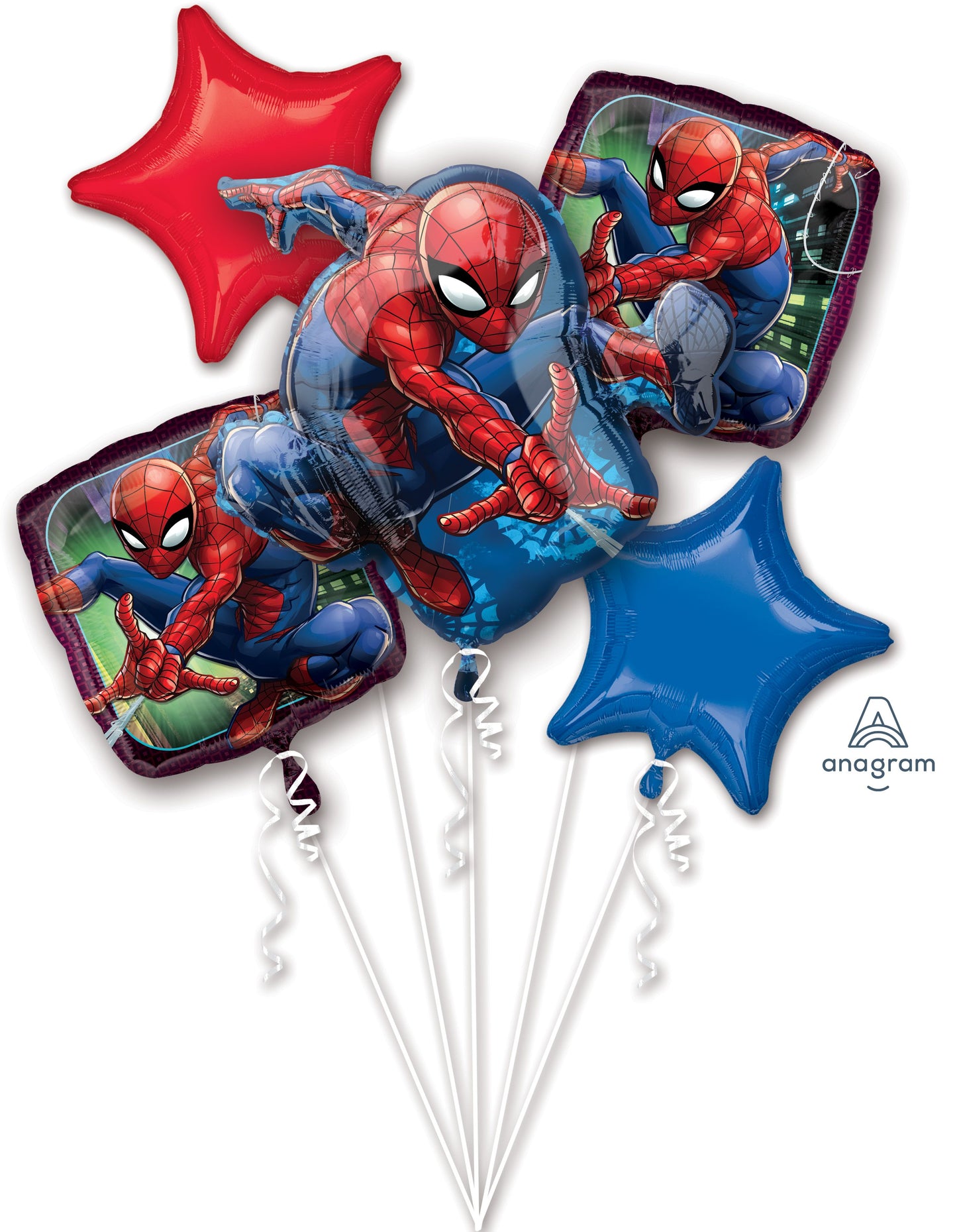 Spiderman Balloon Bouquet - 6-Piece Superhero Party Decoration Set