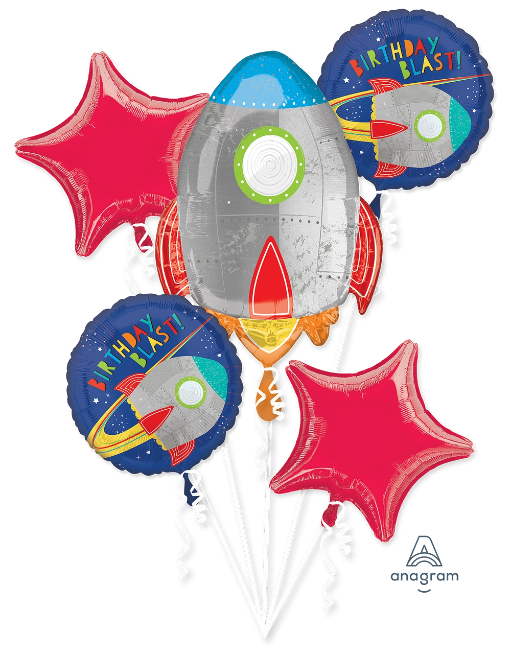 Rocket Balloon Bouquet - 6-Piece Space Party Decoration Set