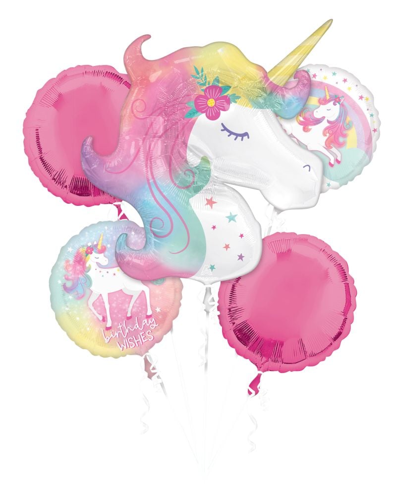 Enchanted Unicorn Balloon Bouquet - Helium-Filled Birthday Party Decorations