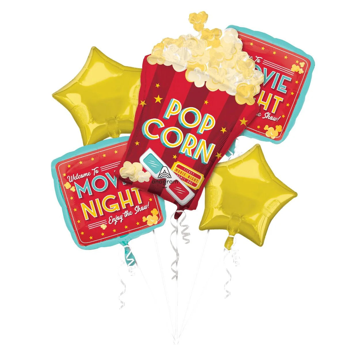 Movie Night Balloon Bouquet - 6-Piece Entertainment Party Set