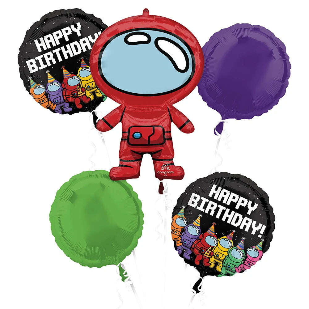 Among Us Balloon Bouquet - 6-Piece Gaming Party Decoration Set