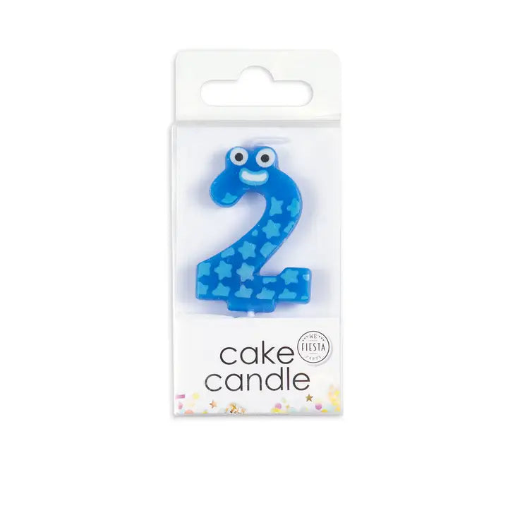 Number Candle Funny Face Blue 1 + 2- Party Cake Topper Decoration