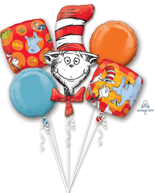 Dr. Seuss Balloon Bouquet - 6-Piece Helium Party Decoration Set