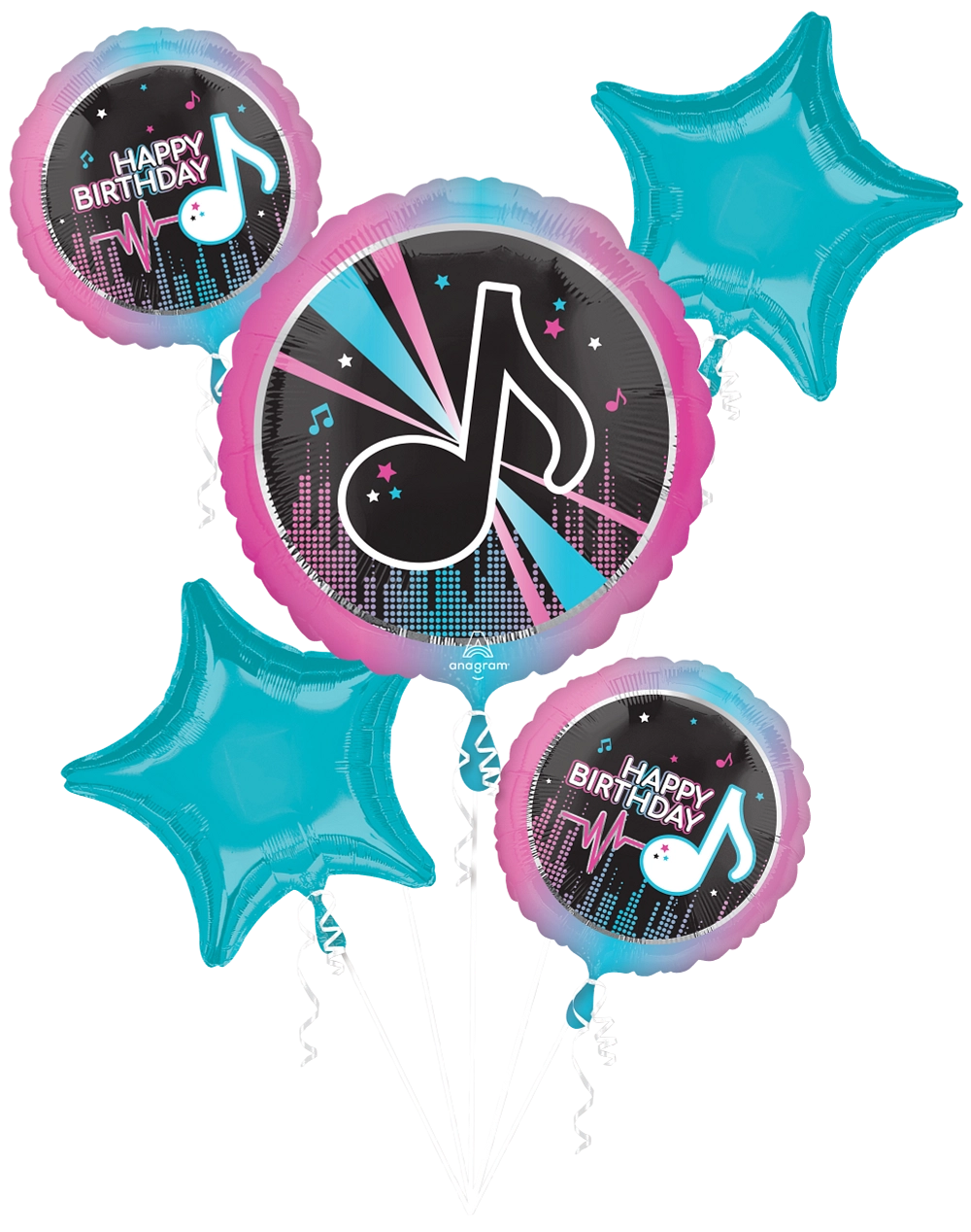 Music Note Balloon Bouquet - 6-Piece Musical Celebration Set