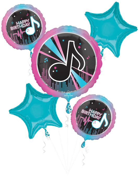 Music Note Balloon Bouquet - 6-Piece Musical Celebration Set