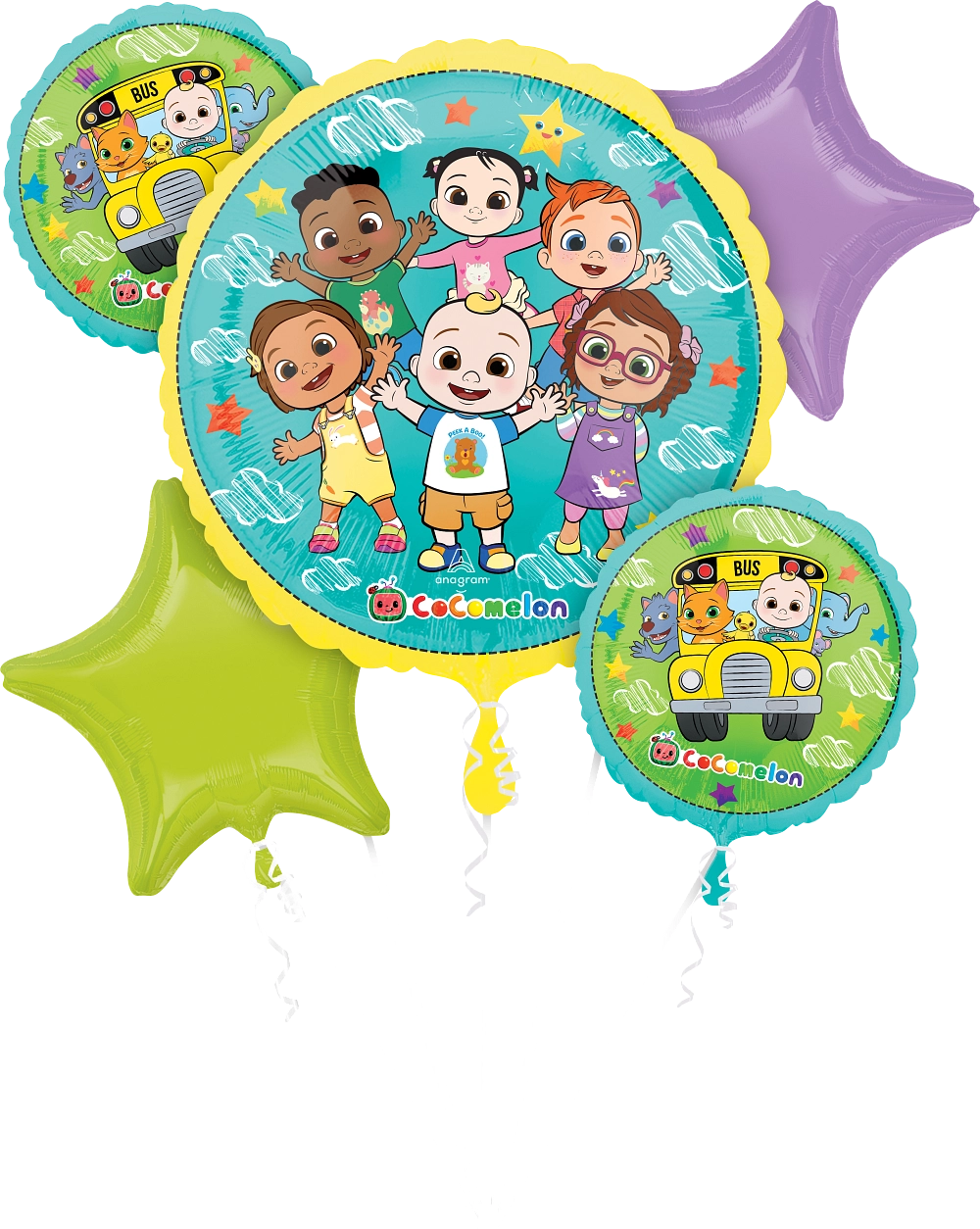 Cocomelon Balloon Bouquet - 6-Piece Toddler Party Decoration Set