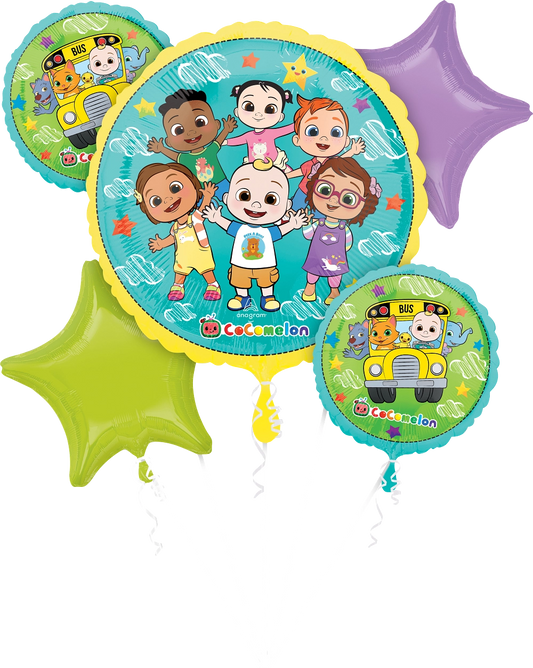 Cocomelon Balloon Bouquet - 6-Piece Toddler Party Decoration Set
