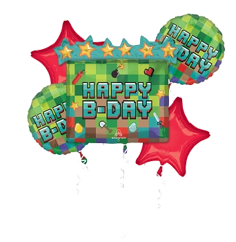 Happy B-Day Balloon Bouquet - 6-Piece Red Star Celebration Set