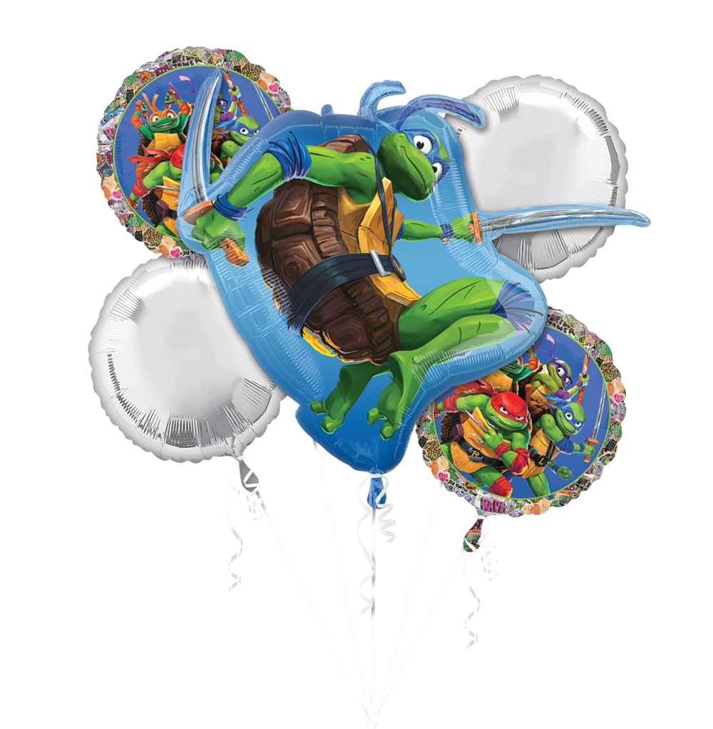 Teenage Turtle Balloon Bouquet - 6-Piece Ninja Party Decoration Set