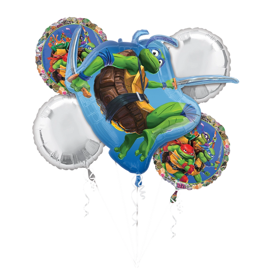 Teenage Turtle Balloon Bouquet - 6-Piece Ninja Party Decoration Set
