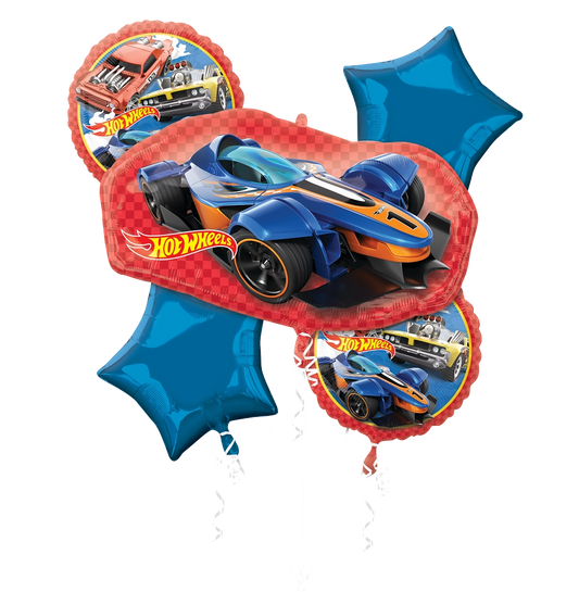 Hot Wheels Balloon Bouquet - 6-Piece Racing Party Decoration Set
