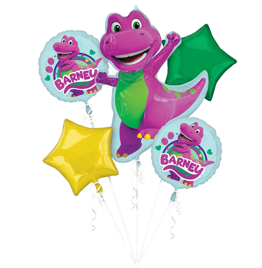 Barney Balloon Bouquet - 6-Piece Preschool Party Decoration Set
