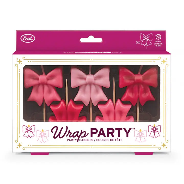 Pink Bow Birthday Candles Set of 5 - Cake Topper Decorations