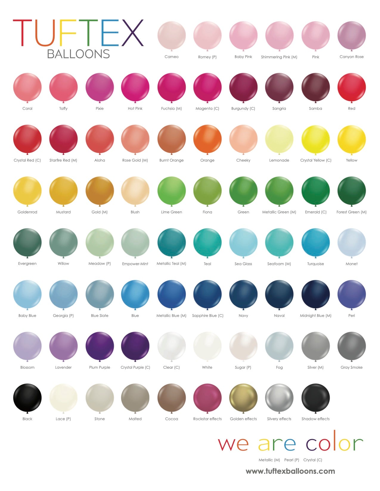 Latex Balloons | Color Chart