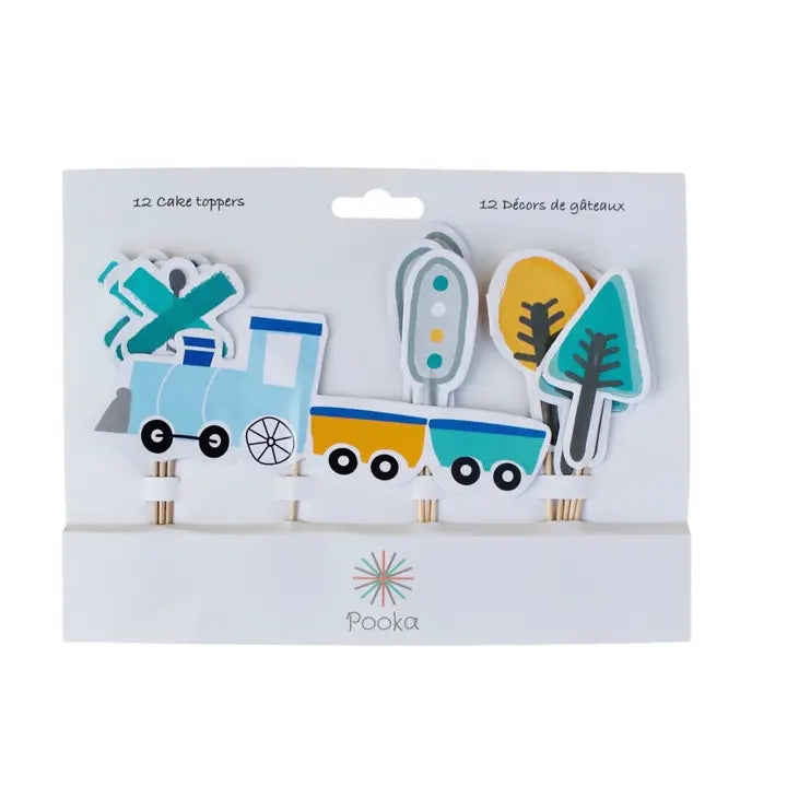 Steam Train Cupcake Toppers Set of 12 - Party Decorations