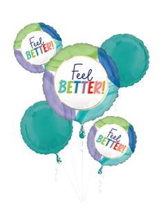 Feel Better Balloon Bouquet - 6-Piece Get Well Soon Gift Set