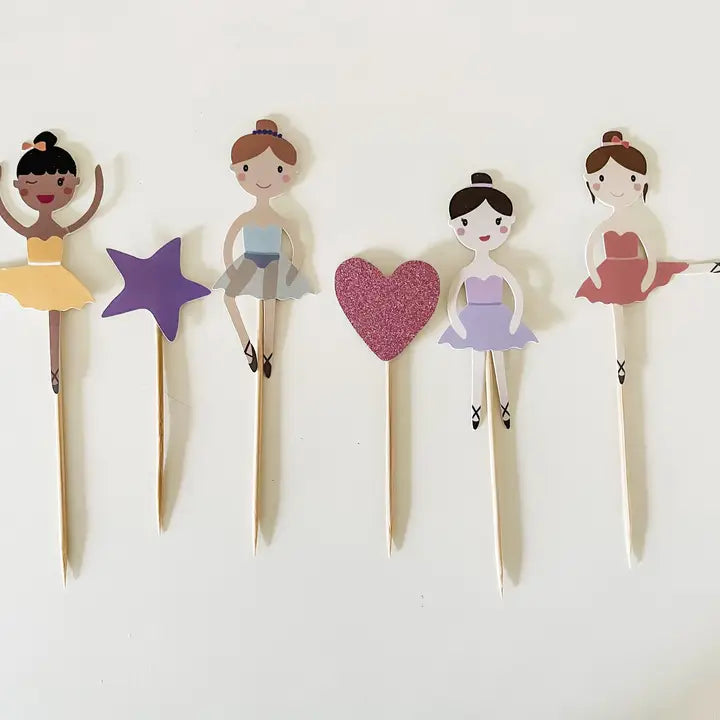 Ballerina Cupcake Toppers - Dance Party Cake Decorations