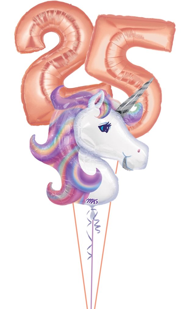 Unicorn & Number Foil Balloon Bouquet