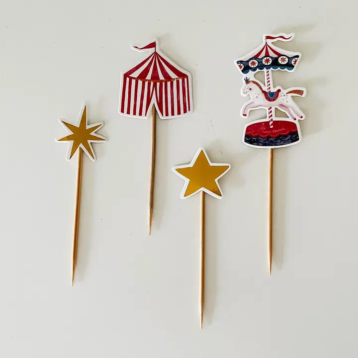 Carnival Cupcake Toppers - Party Cake Decorations