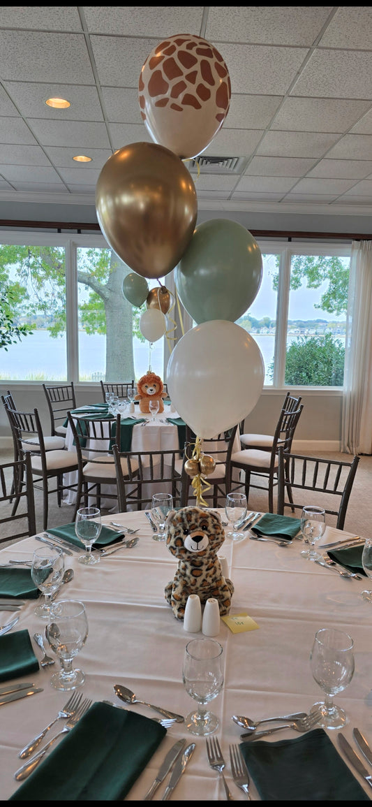 Safari Baby Shower Balloon Centerpiece - Gold & Giraffe Print