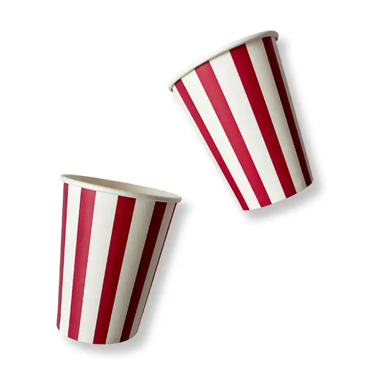 Red & White Striped Cups 8-Pack - Party Paper Cups
